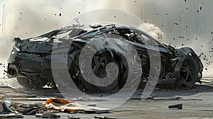 Dramatic Transformation Scene Urban Landscape Futuristic Car photo