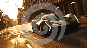 Dramatic Transformation Scene Urban Landscape Futuristic Car photo