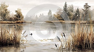 Serene Watercolor Landscape