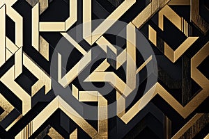 Illustration of a geometric maze pattern featuring interlocking triangles and rectangles in varying