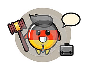 Illustration of germany flag badge mascot as a lawyer