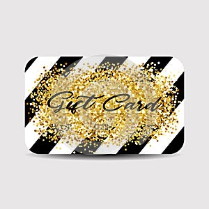 Illustration Gift Card Template with Golden Dust Texture