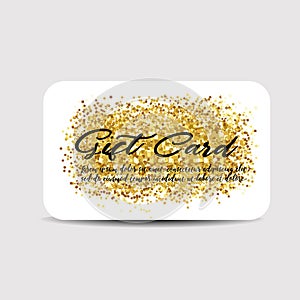 Illustration Gift Card Template with Golden Dust Texture