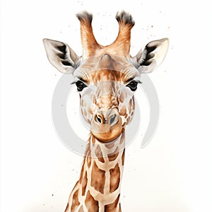 Illustration of giraffe poster style. Giraffe portrait in white background.