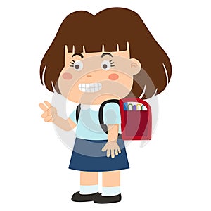 Girl carrying schoolbag vector