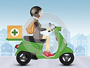 Illustration of girl delivering medication