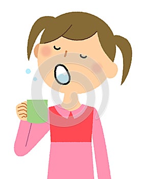 Illustration of a girl gargle