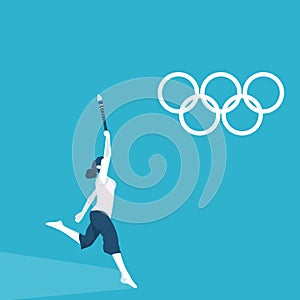 Illustration of a girl torchbearer at the Olympics