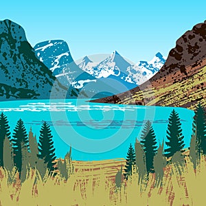 Illustration of Glacier National Park