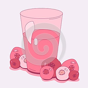 Illustration with a glass of cranberry juice