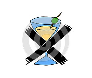 Illustration of a glass with a crossed out cocktail