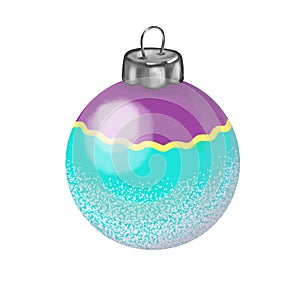 Illustration of glass round Christmas ball for Christmas tree decoration.isolated on a white background.