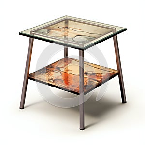 Illustration of glass table isolated over white background
