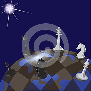 Illustration of a global politics as a game of chess