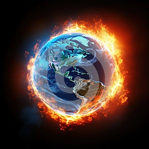 Illustration of Global warming around the world, climate crisis, climate change