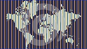 Illustration of globe map with geometric shapes pattern imposed