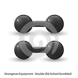Illustration of glossy old school dumbbells on the white background.