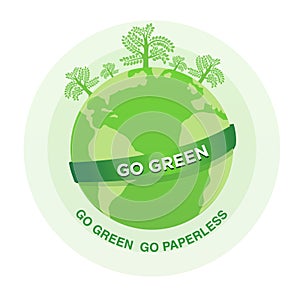 Illustration of Go green go paperless