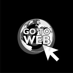 Illustration go to web icon isolated on black background