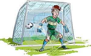 Illustration of a goalkeeper who failed to catch the ball on a football goal
