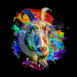 Illustration of a goat color artcolorful background