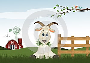 illustration of goat in the farm