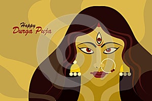 Illustration of Goddess Durga. Concept for Durga Puja festival of India