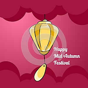 Illustration gold lantern of happy mid autumn festival