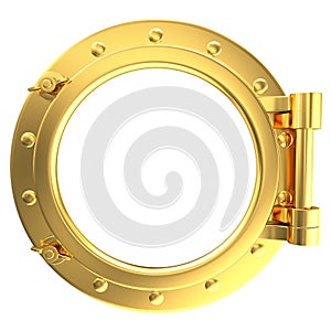 Illustration of a gold ship porthole