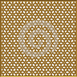 Illustration of a golden lattice in an oriental style on a white background.