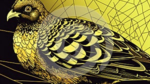 Illustration of a golden pheasant on a black background