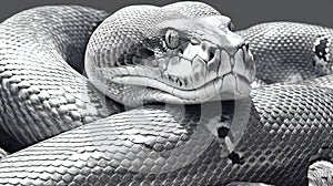 A golden python snake in black and white