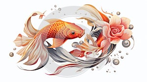 illustration of goldfish painted concept with Ai Generated