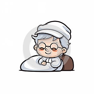 illustration of grandma on the bed