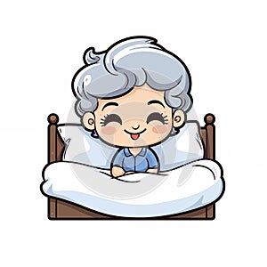 illustration of grandma on the bed