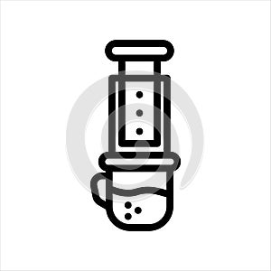 Illustration graphic vector is aeropress for making coffee in outline black color