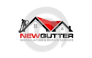 Illustration graphic vector of gutter installation and repair service logo design template photo