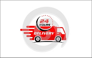 Illustration graphic vector of twenty four hour delivery icon shows time. 24 hours icon design template