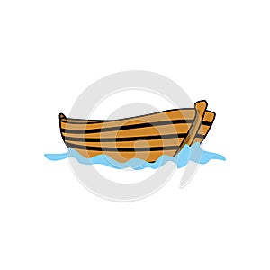 illustration graphic vector of Wooden boat, vector illustration.