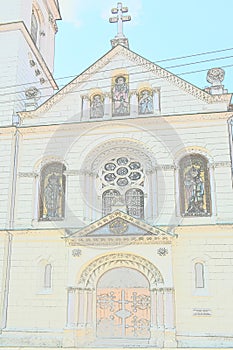 Illustration of Greek chatolic sinagoge in Zagreb.
