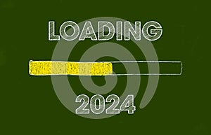 Illustration of a green board with the message loading 2024