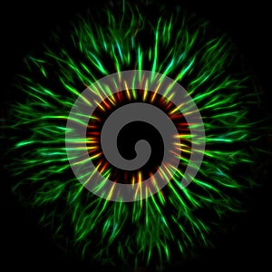 Illustration of a green electrify human iris