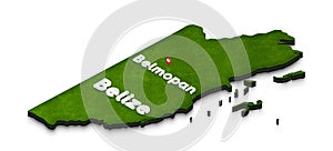 Map of Belize. 3D isometric perspective illustration