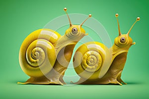 Illustration of green snails, Green snails are a type of snail that have a green coloration.