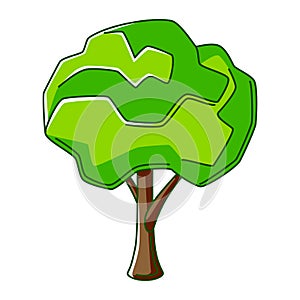 Illustration of green tree. Ecology icon for environment protection.