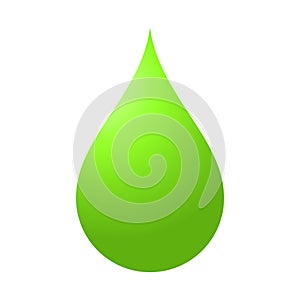 Illustration of green water drop on white background.Flat color