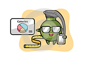 Illustration of grenade mascot as a dietitian