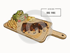 Illustration of grilled spare ribs .