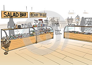 Illustration of a grocery store interior