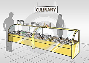 Illustration of a grocery store interior